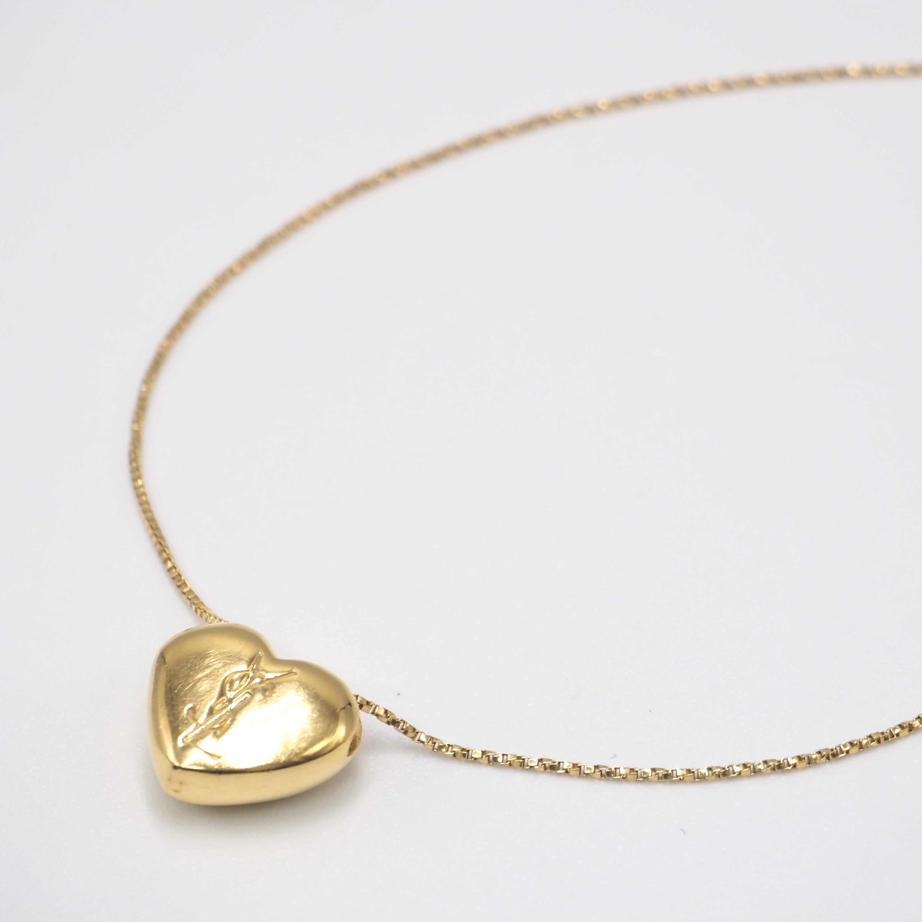 YVES SAINT LAURENT ロゴ ハート ストーン ネックレス k18 イヴサンローラン