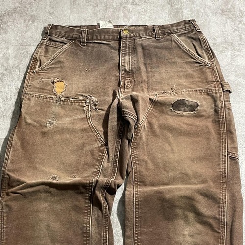 USA生地製 ダークブラウン ダブルニー Carhartt B136 36×32 詳細写真4