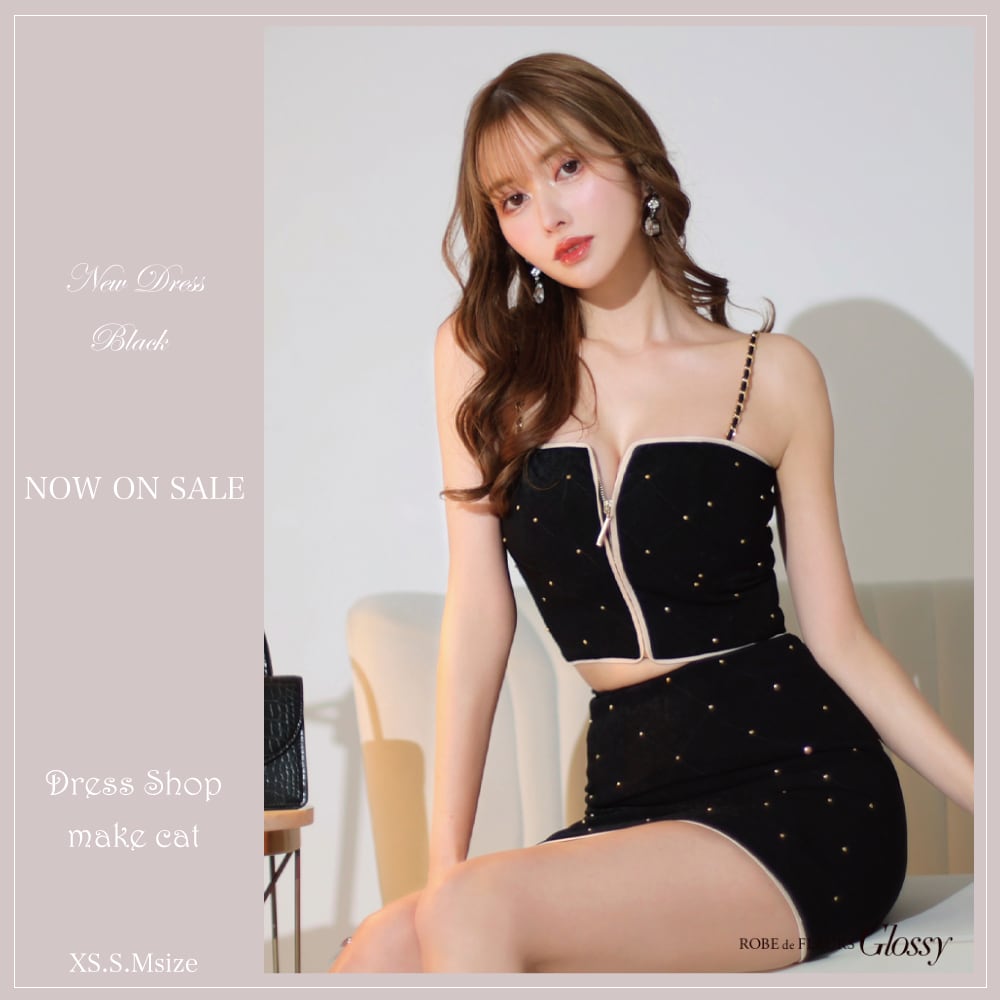 ROBE de FLEURS ローブドフルール スタッズ×キルティングミニドレス