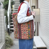 native pattern velour tote bag