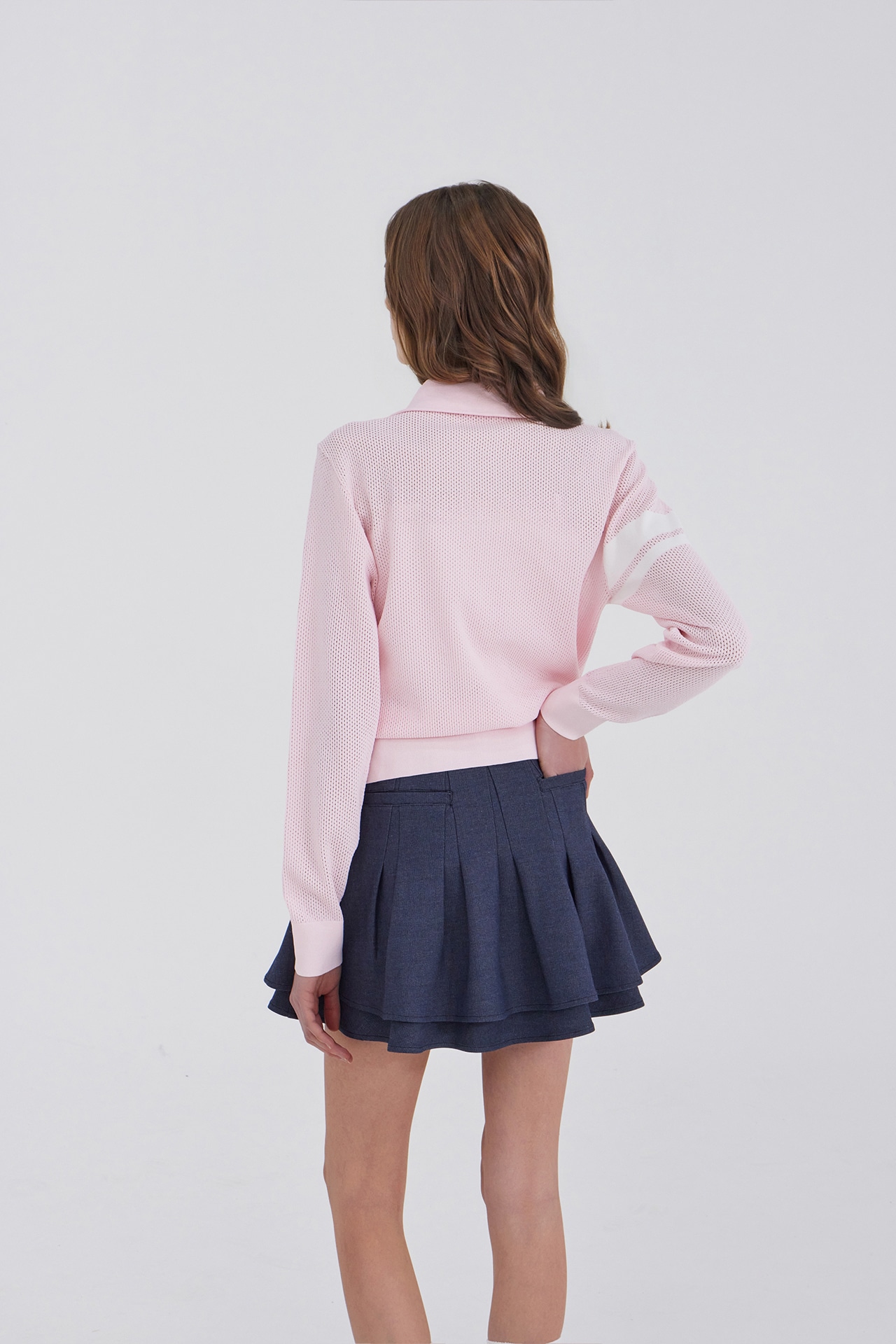 GOXO ゴーエックスオー スマイルハート エアリー ニットジップアップ ピンク