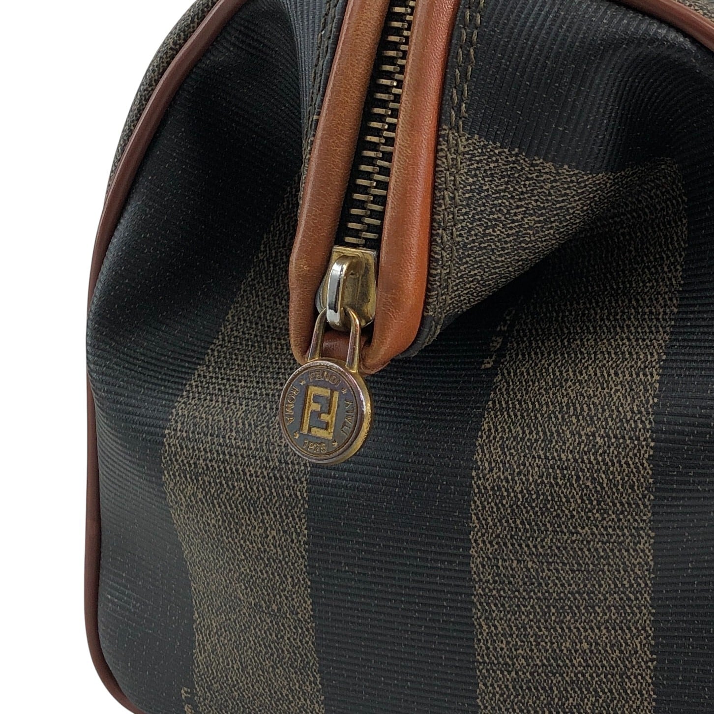 FENDI フェンディ ぺカン ショルダーバッグ ブラウン FFロゴ PVCレザー