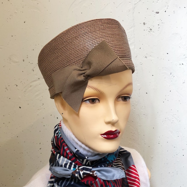 VINTAGE brown ribbon hat