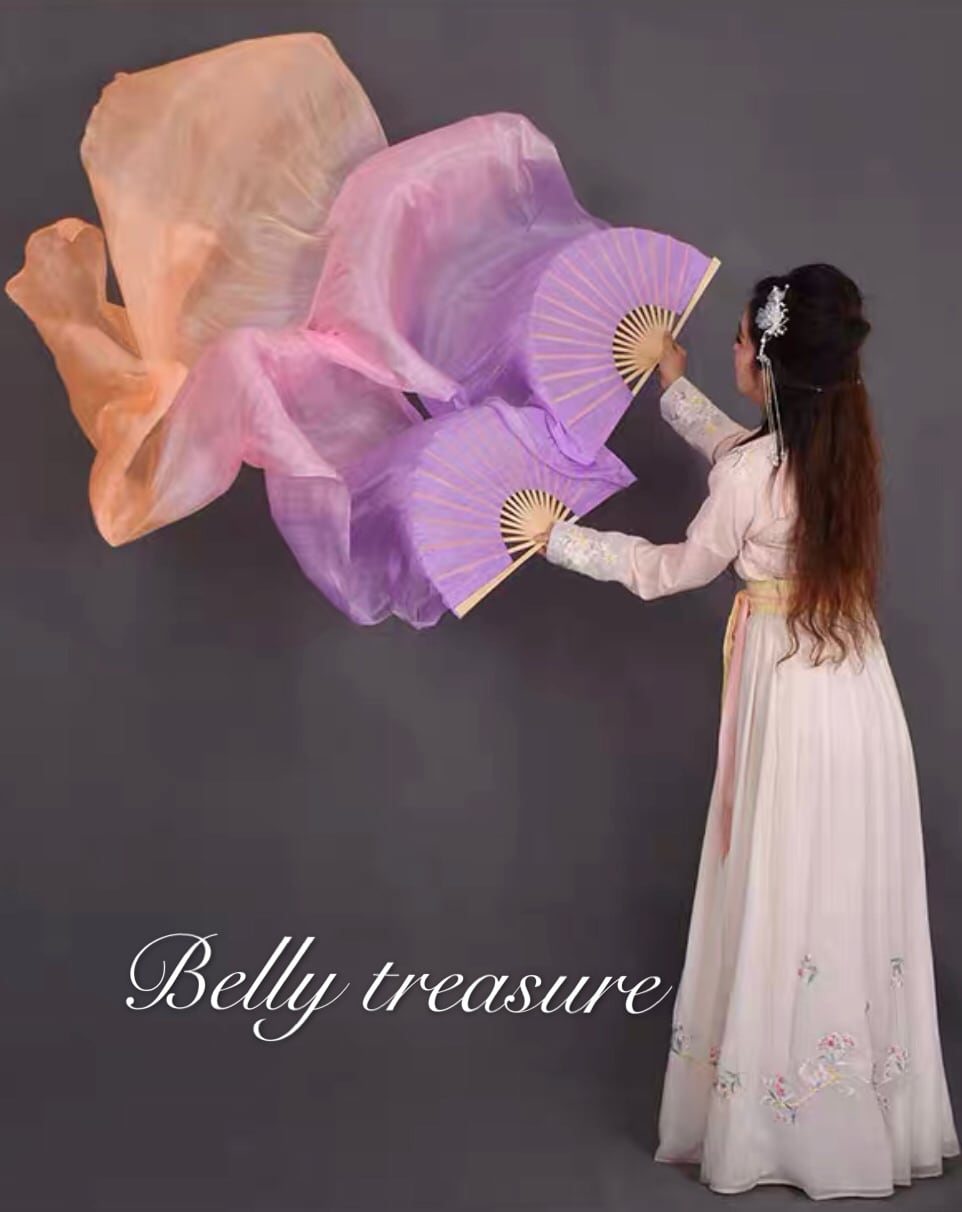 シルクファンベール 左右2本セット ライトパープル/ライトピンク/ライトオレンジ 1.5M1.8M YD 101