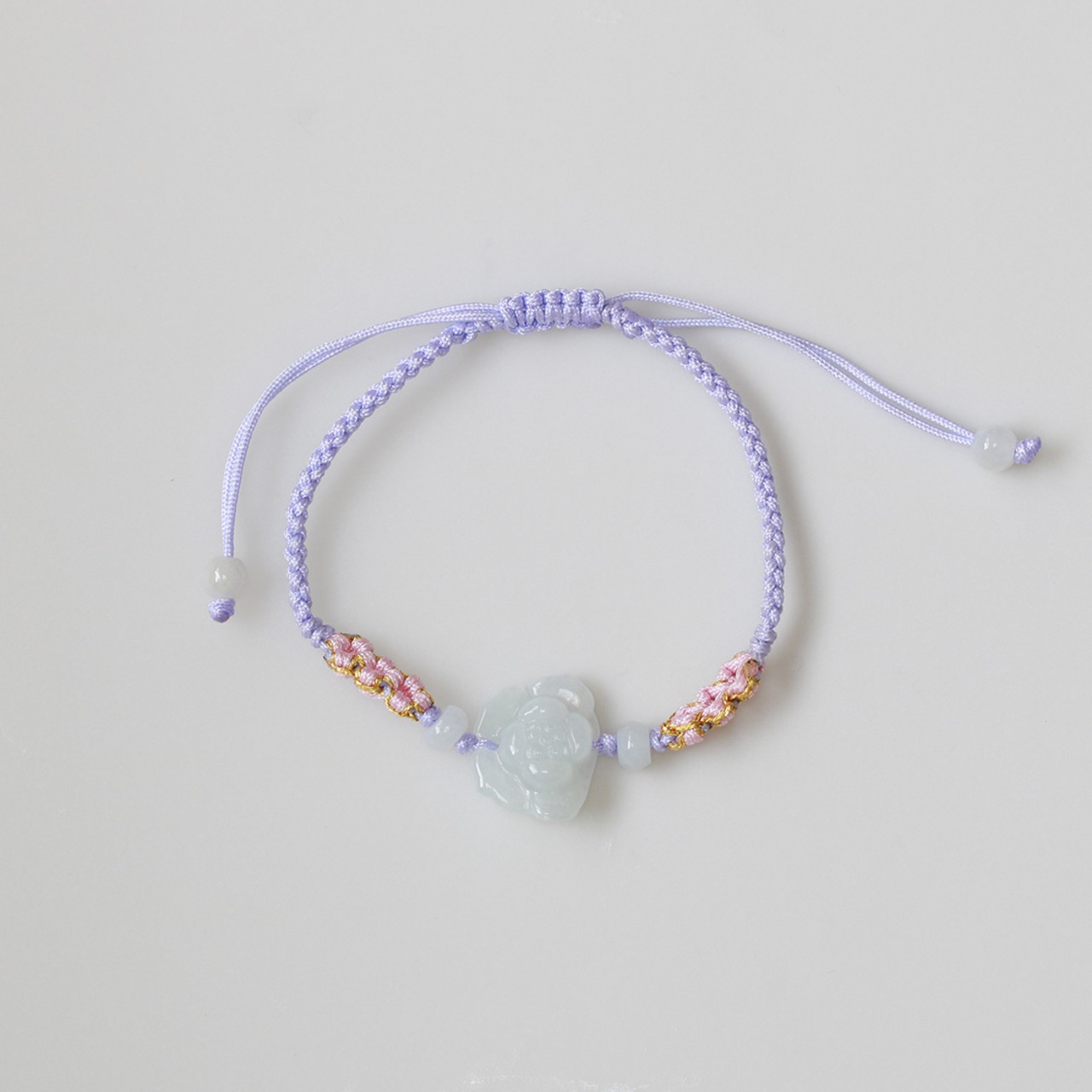 flower lavender x pink 紐ブレスレット A貨翡翠 jd_br1139