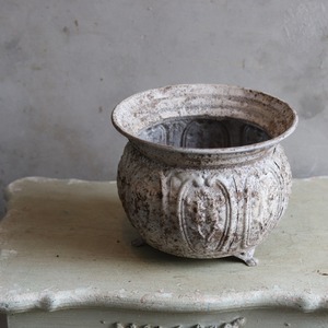 HYさまご注文商品です！ブリキ植木鉢　アンティークデコレサークルSGY　アンティーク調　シャビーシック　オシャレ　UF569