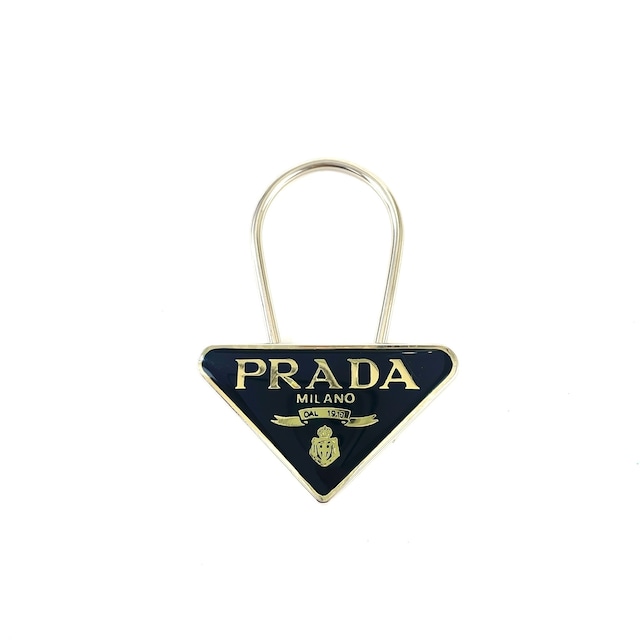 PRADA 　プラダ　トライアングルロゴ　キーホルダー 　ブラック×シルバー　vintage　ヴィンテージ　vty33p