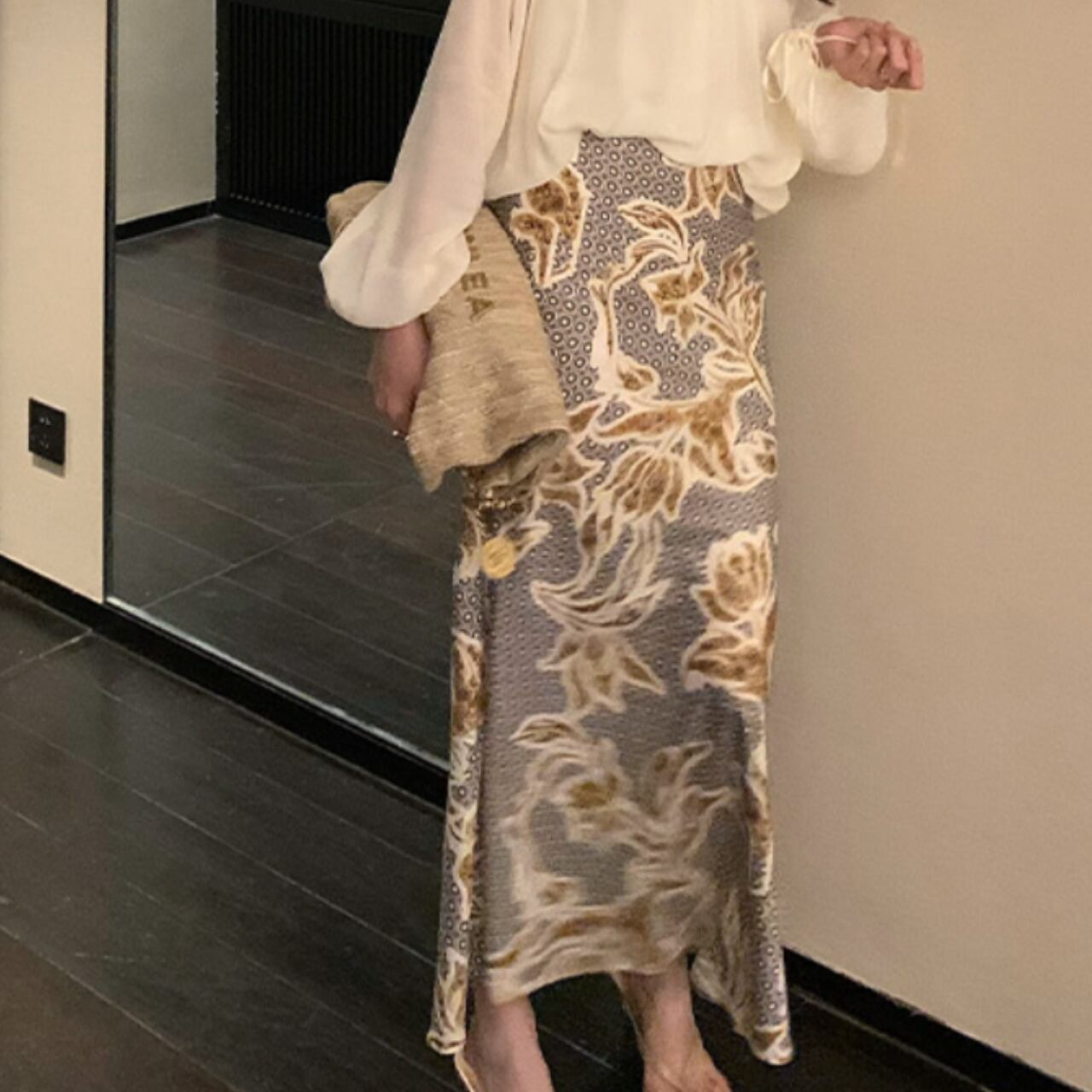 Retro print A-line skirt S1084