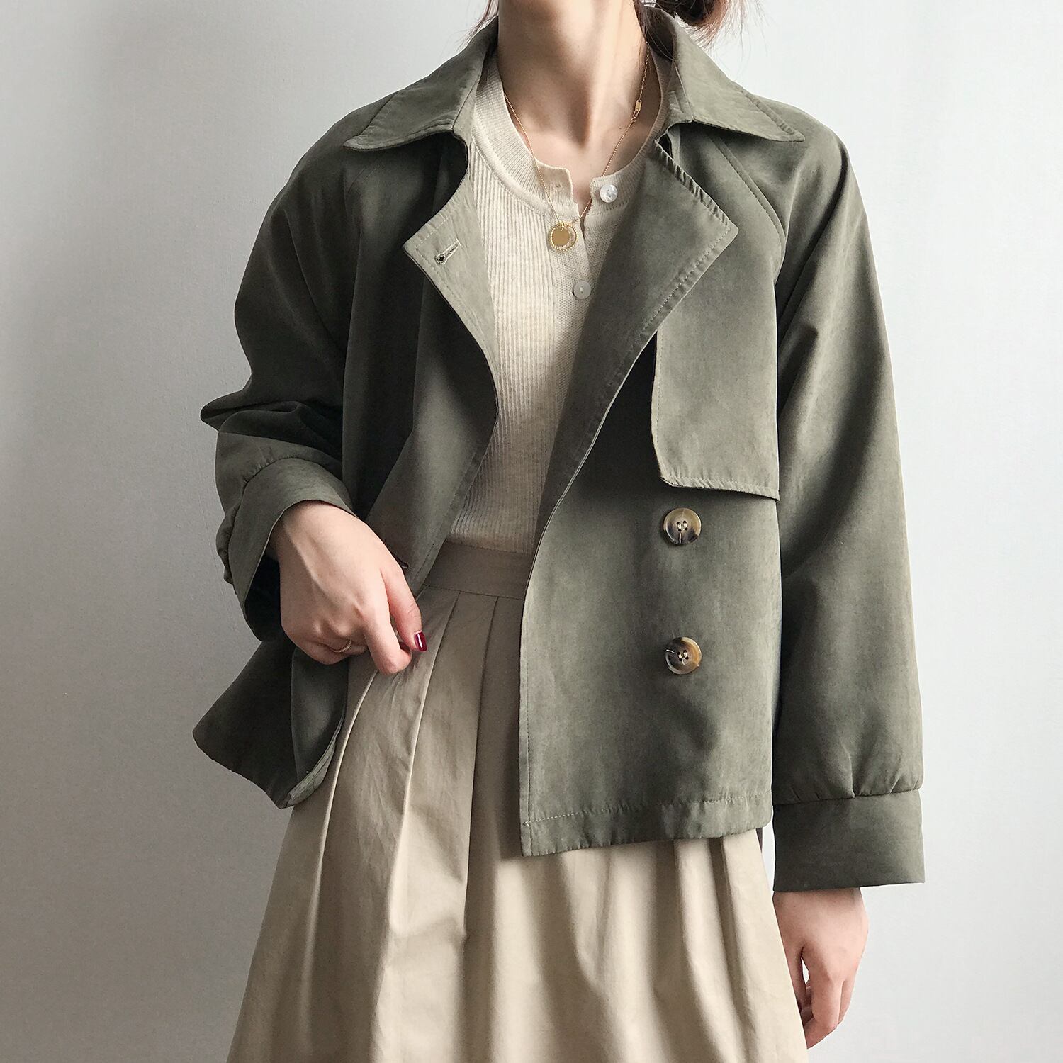 アウター スプリングコート トレンチコート ロング丈 ロング 長袖 Vネック 襟あり 前開きボタン スタンドカラー 体形カバー クール 大人かっこいい きれいめ シンプル カジュアル 大人 上品 おしゃれ こなれ感 ラフ マニッシュ スポーティー クール モード系 モダン 抜け感 種類5：グレー/L アウター スプリングコート トレンチコート ロング丈