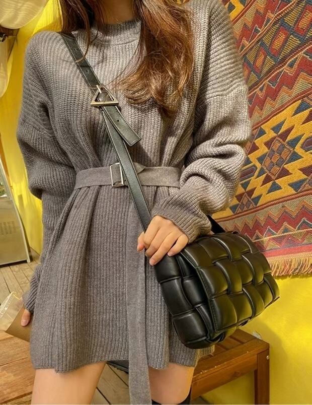 ウエストベルト付き ニットチュニック　AJ1079-L01