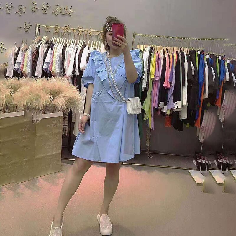 スタンダードドレス サマーウェスト薄手スカート レトロ 大きめサイズ 夏物 ミックスインファッション40795307012