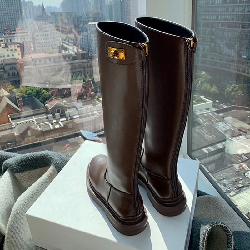 【2color】バックルデザインロングブーツ