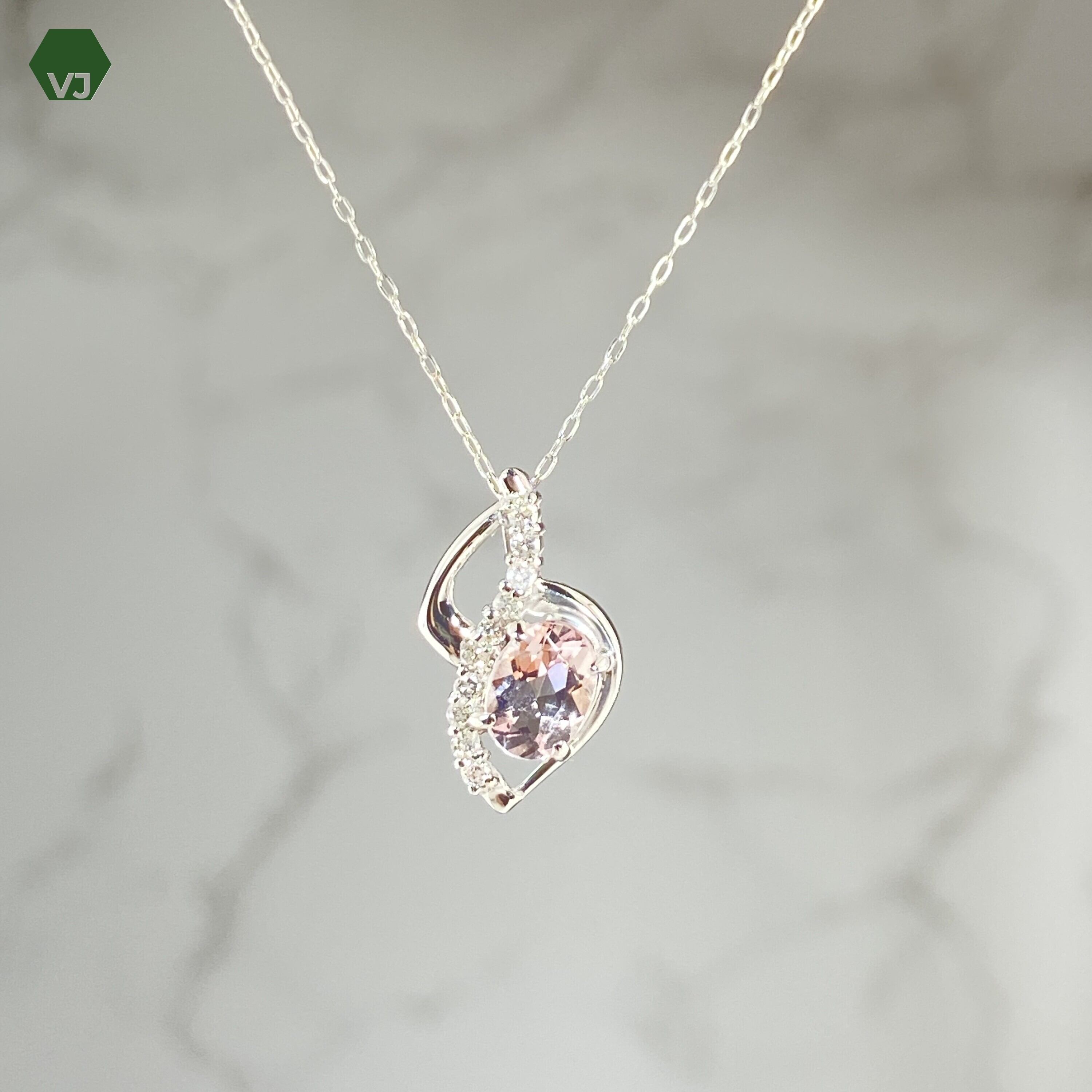 22-12】モルガナイトダイヤモンドネックレスD0.13ct 22-12】モルガナイトダイヤモンドネックレスD0.13ct