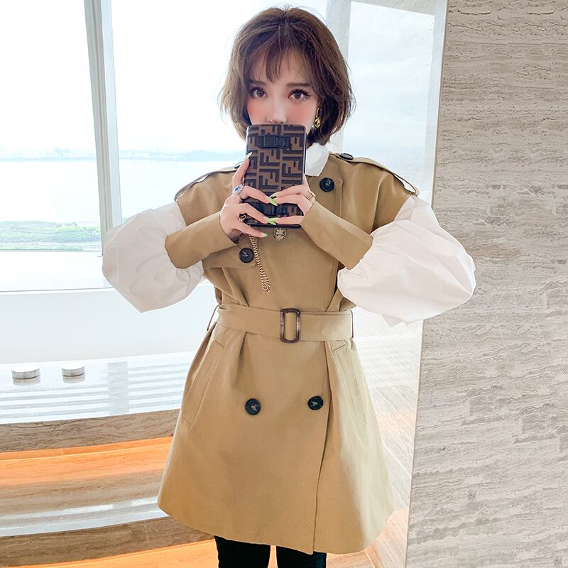 ウェストダブルブレストスリーブシャツ オータム ランタンスリーブ 秋物 ハーネス ベルト MIUCO72509054891