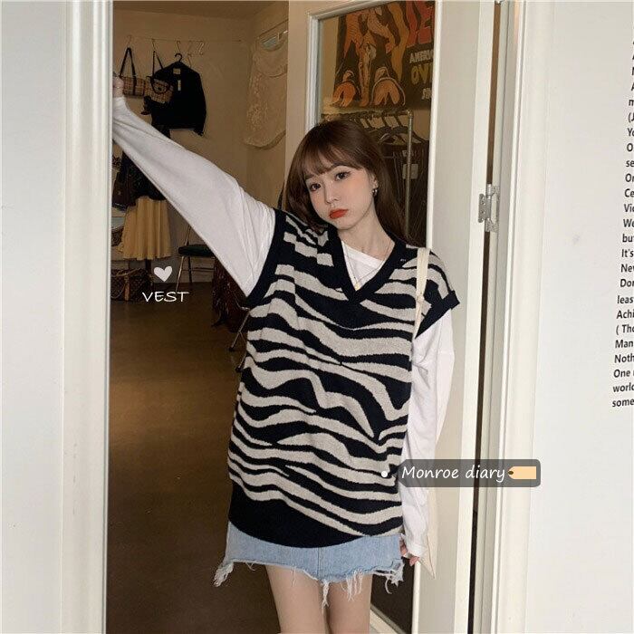 パターンVネックニットレディーススプリングルーズセーター ショートジャケット 春物 モンロー53126242151