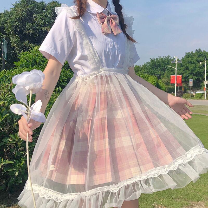 スタイルレースルーズスカート オータムハイウェストウェスト 大人ガーリー スウィート キュート カジュアル 秋物 ベィル ベール ヘアアクセサリー 萌量不足15446213460