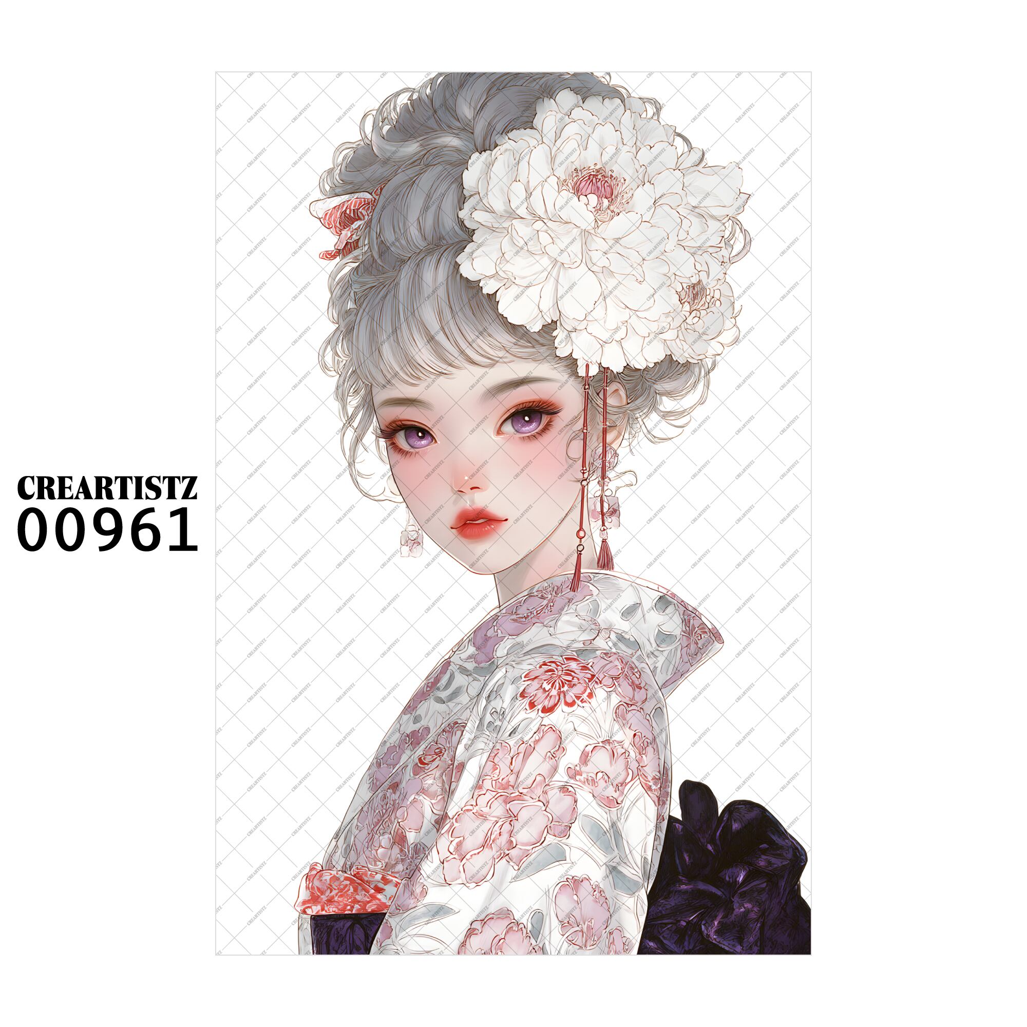00961 ガール キュート オリジナル ペーパー/ステッカー 4枚セット CREARTISTZ