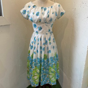 VINTAGE 50's flower print shortsleeve dress