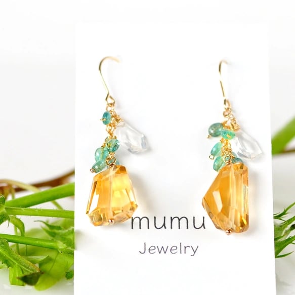 グリーンアメジストとエチオピアオパールの天然石チャーム