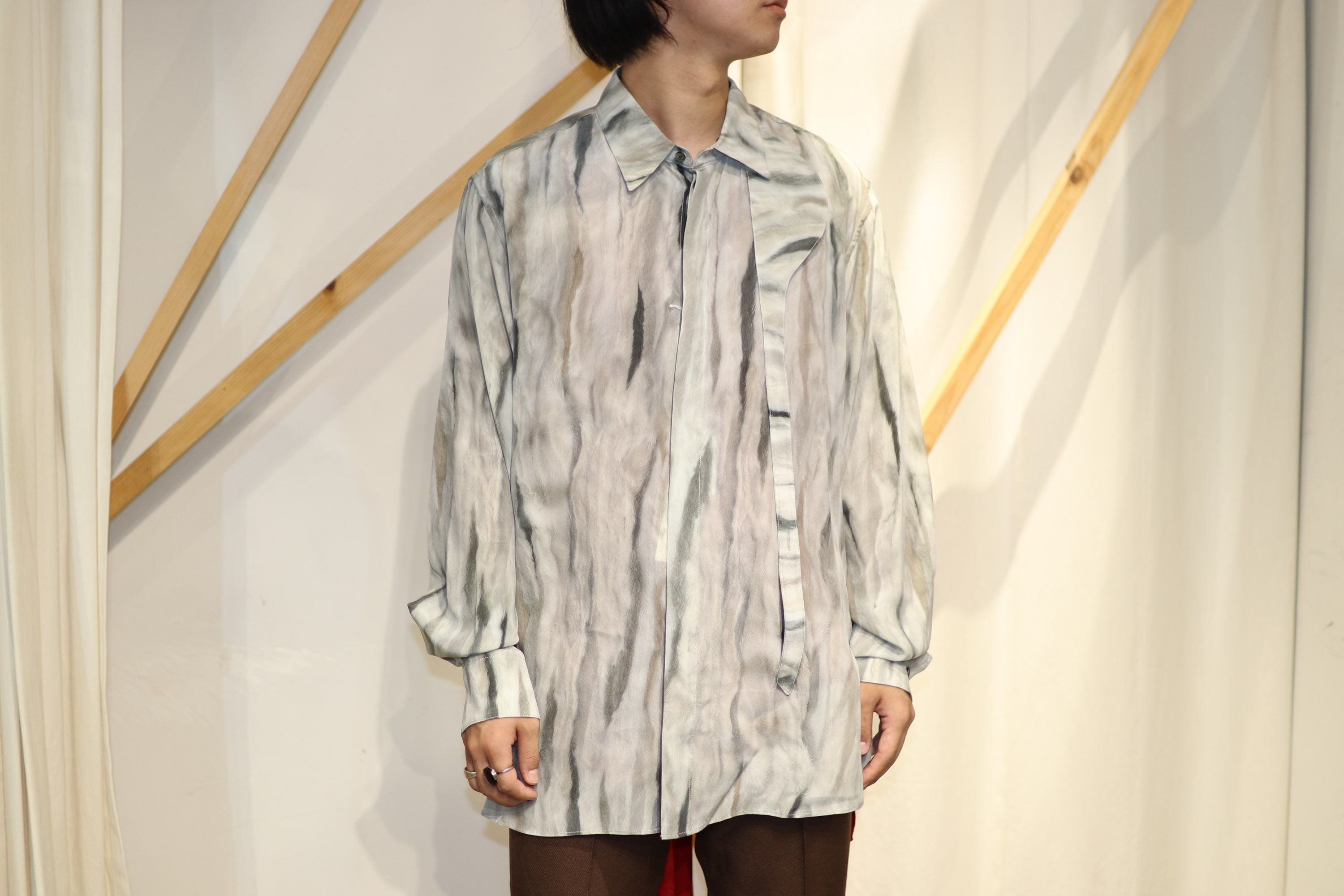 シャツ MASU FUR PRINT SILK SHIRTS(WHITE) MASU FUR PRINT SILK SHIRTS (WHITE) MCFW-SH0421 | IAAAM ONLINE STORE