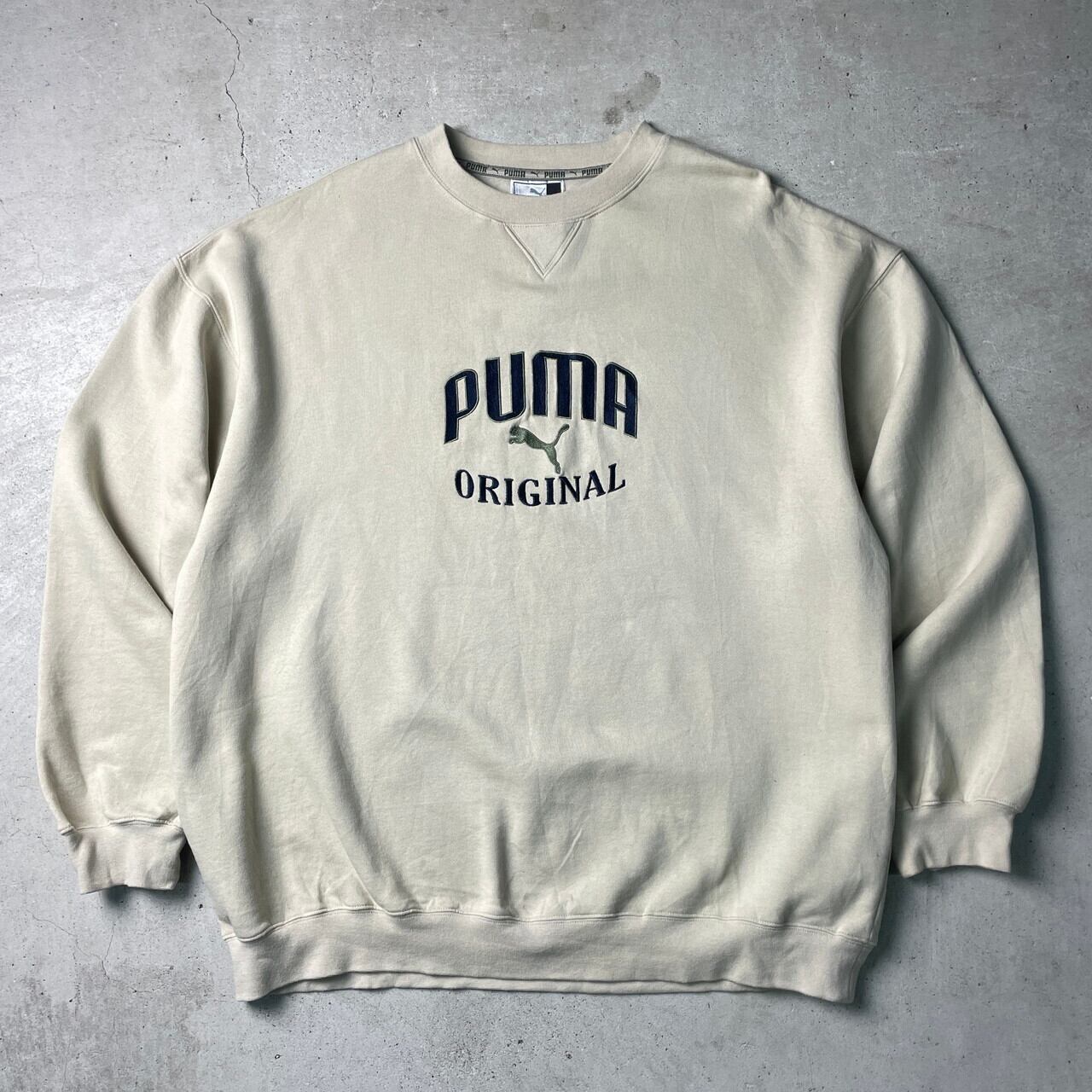 90年代 PUMA ORIGINAL プーマ フロントロゴ 刺繍 スウェットシャツ 