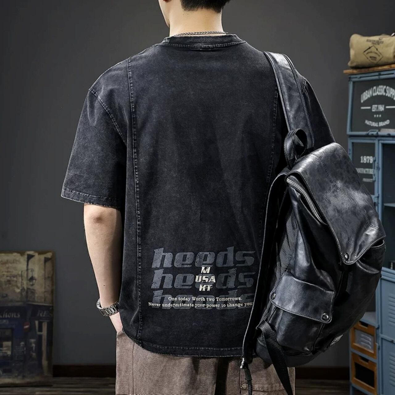 ピグメントダイバックパッチワークグラフィックTシャツ 3col   A00244