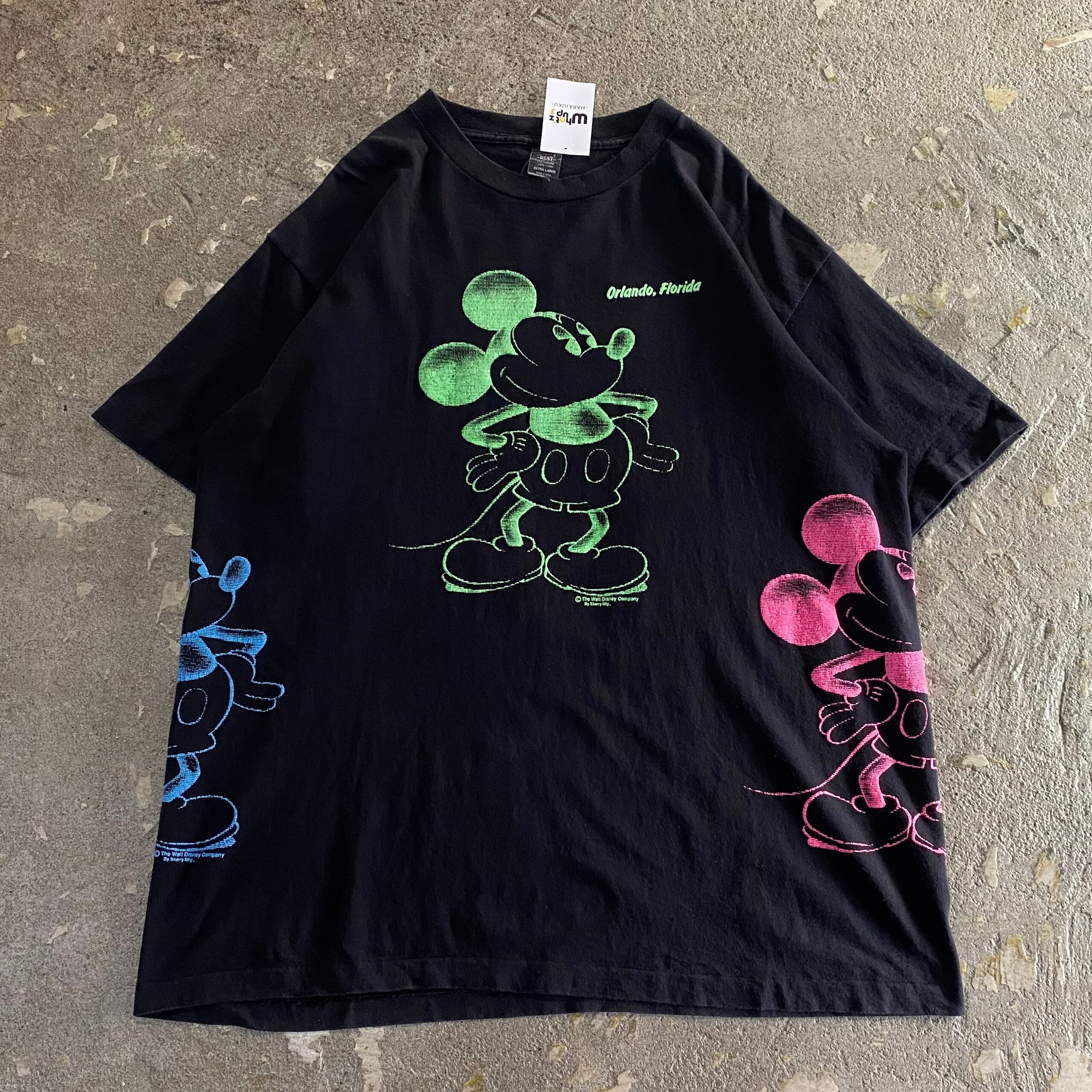90s Mickey Mouse mulch print T-shirt【仙台店】