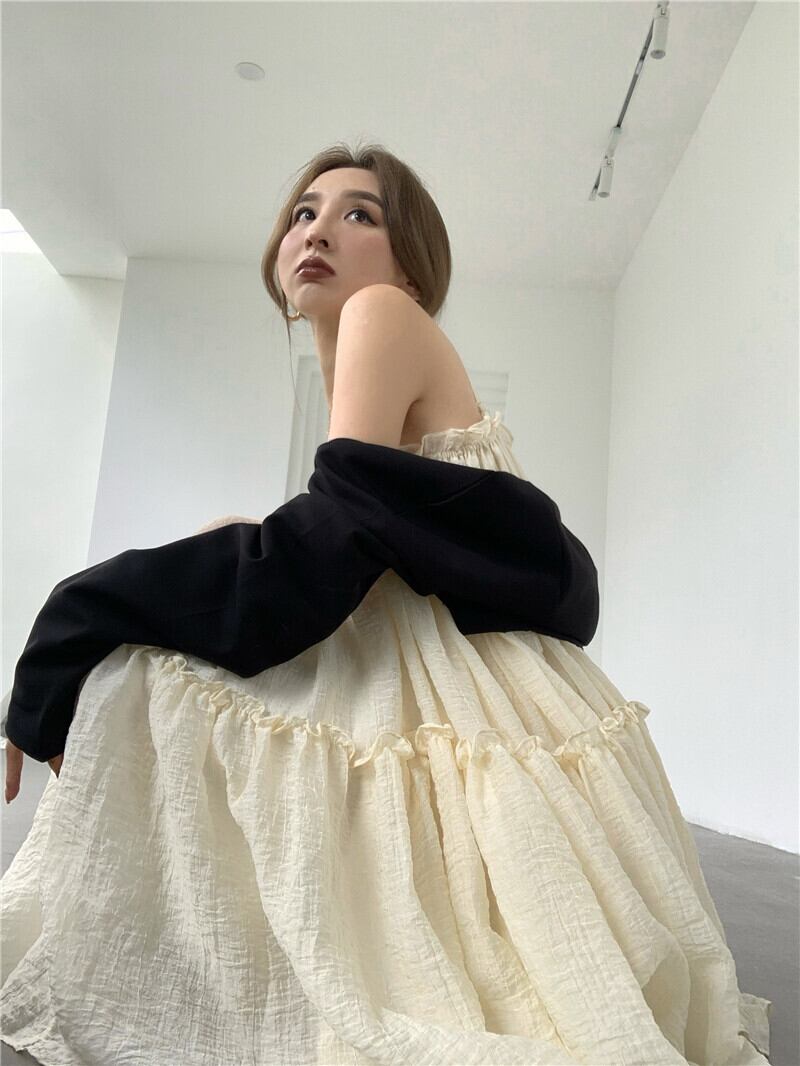 ドレス ショートスカート サマー ふわふわ 夏物 ピュア ブラックストロベリース51126518494