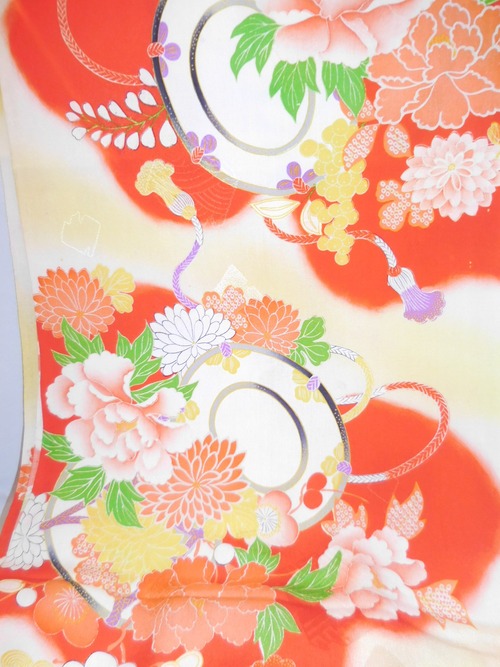 錦紗鼓模様子供反物 silk  a roll of cloth for Kimono(child)
