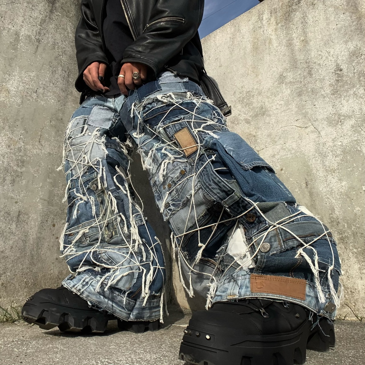 No.181【mesh design】再構築 リメイク ワイド デニム | 101NEWYORK