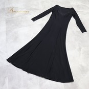社交ダンス 衣装 CHRISANNE クリスアン ドレス ワンピース ブラック系 無地 シンプル 伸縮 ストレッチ 黒 上品 練習 レッスン ドレープ ダンス衣装 イベント ステージ パーティー おしゃれ かわいい