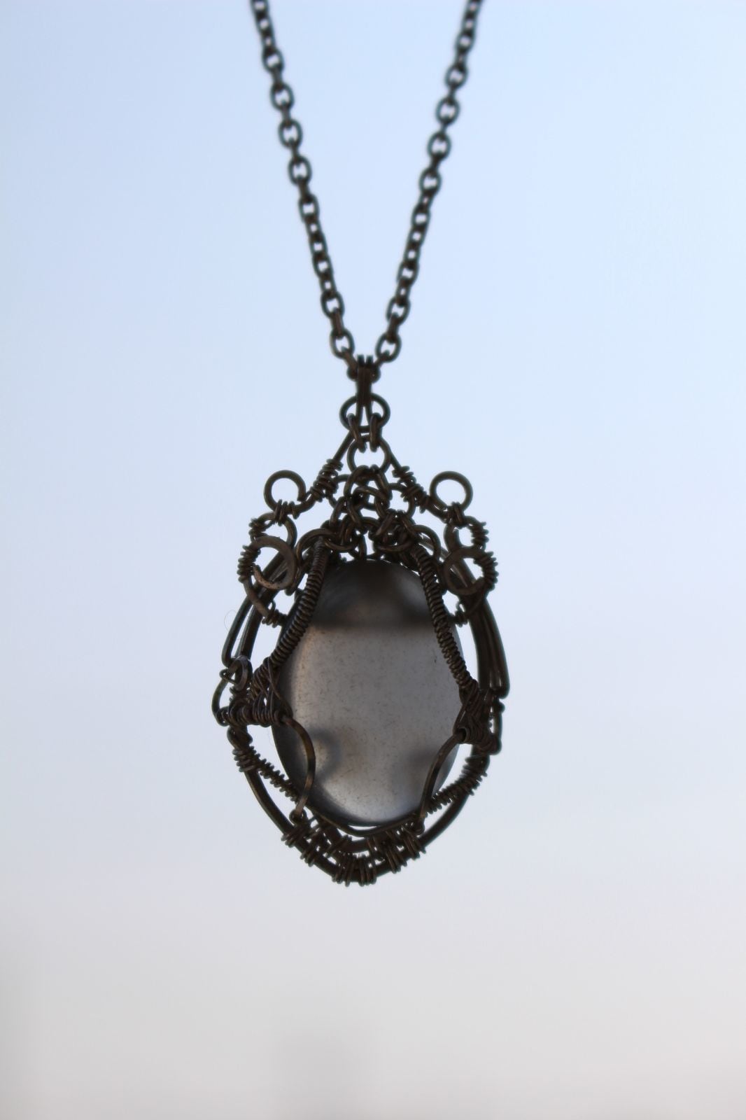 Moonstone silver925 wire wrapping pendant