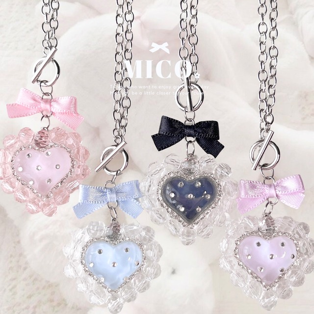受注生産  sheer dot heart necklace