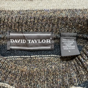 【DAVIDTAYLOR】USA製 柄ニット セーター 立体ボーダー US古着