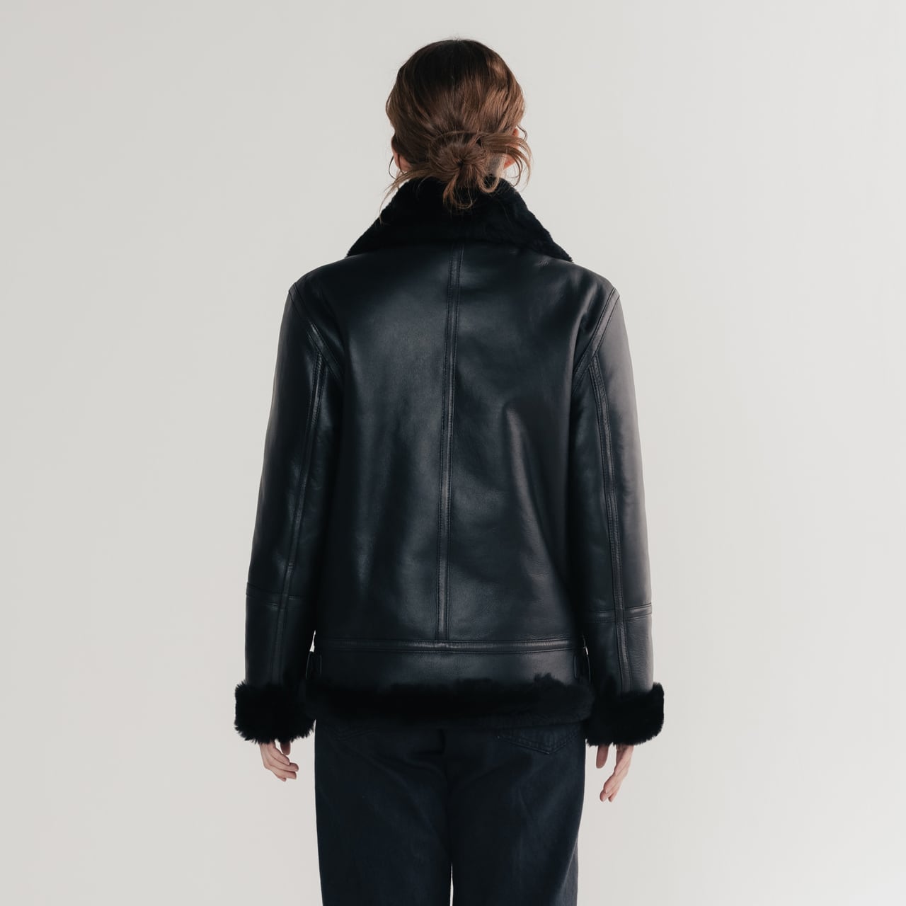極上 イタリア製 リアル ムートン コート 炭黒 本革 shearling リアルムートン B-3 レディースジャケット | ITAEWONPOST