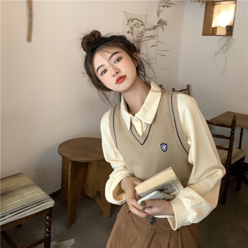 スタイルカジュアルレッドオータムニットシャツ 秋物 モンロー35620760237