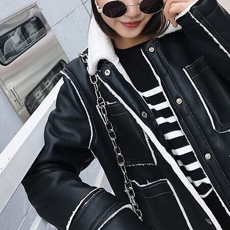 【即納】cool leather coat