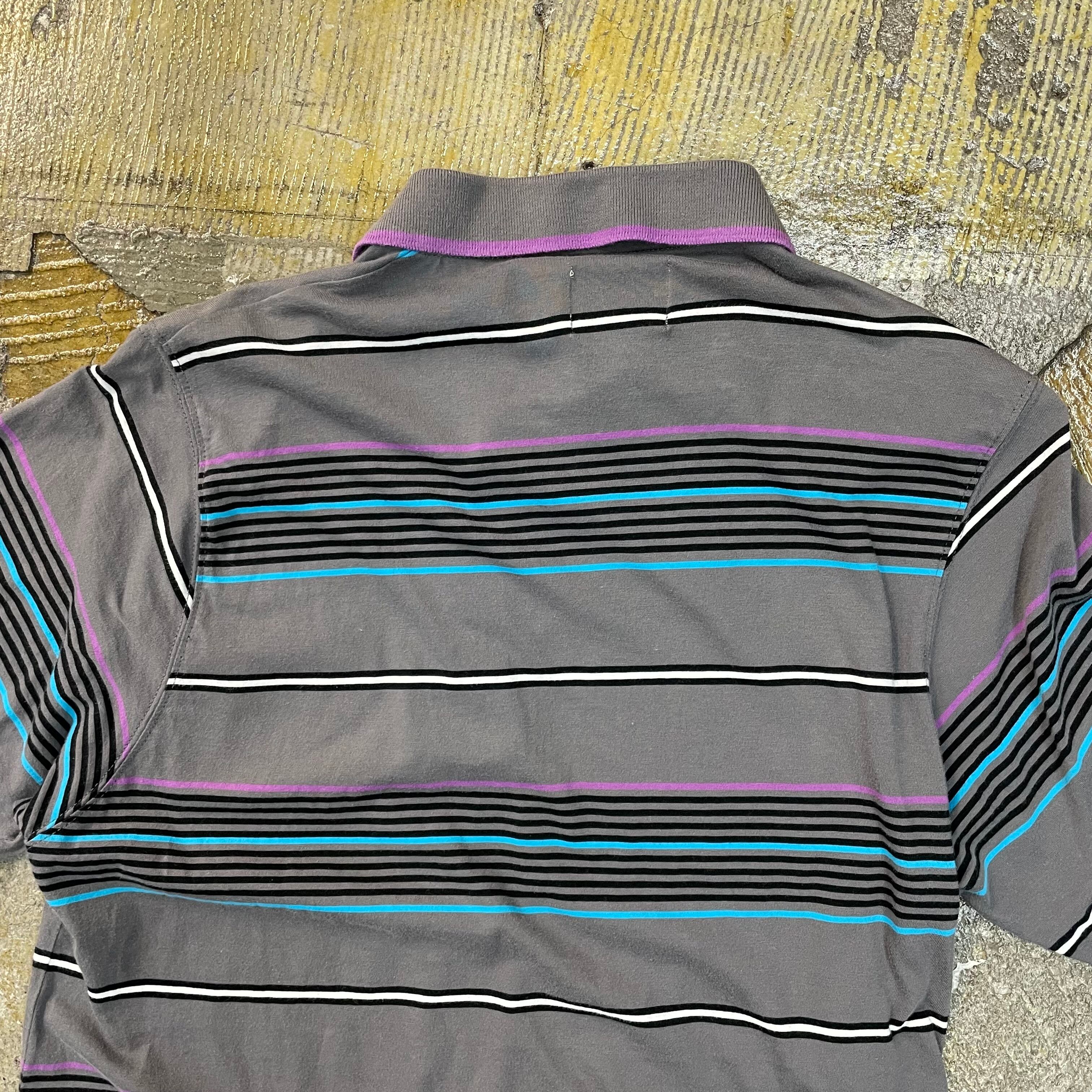 90s-00s STUSSY ステューシー マルチボーダー柄ポロシャツ