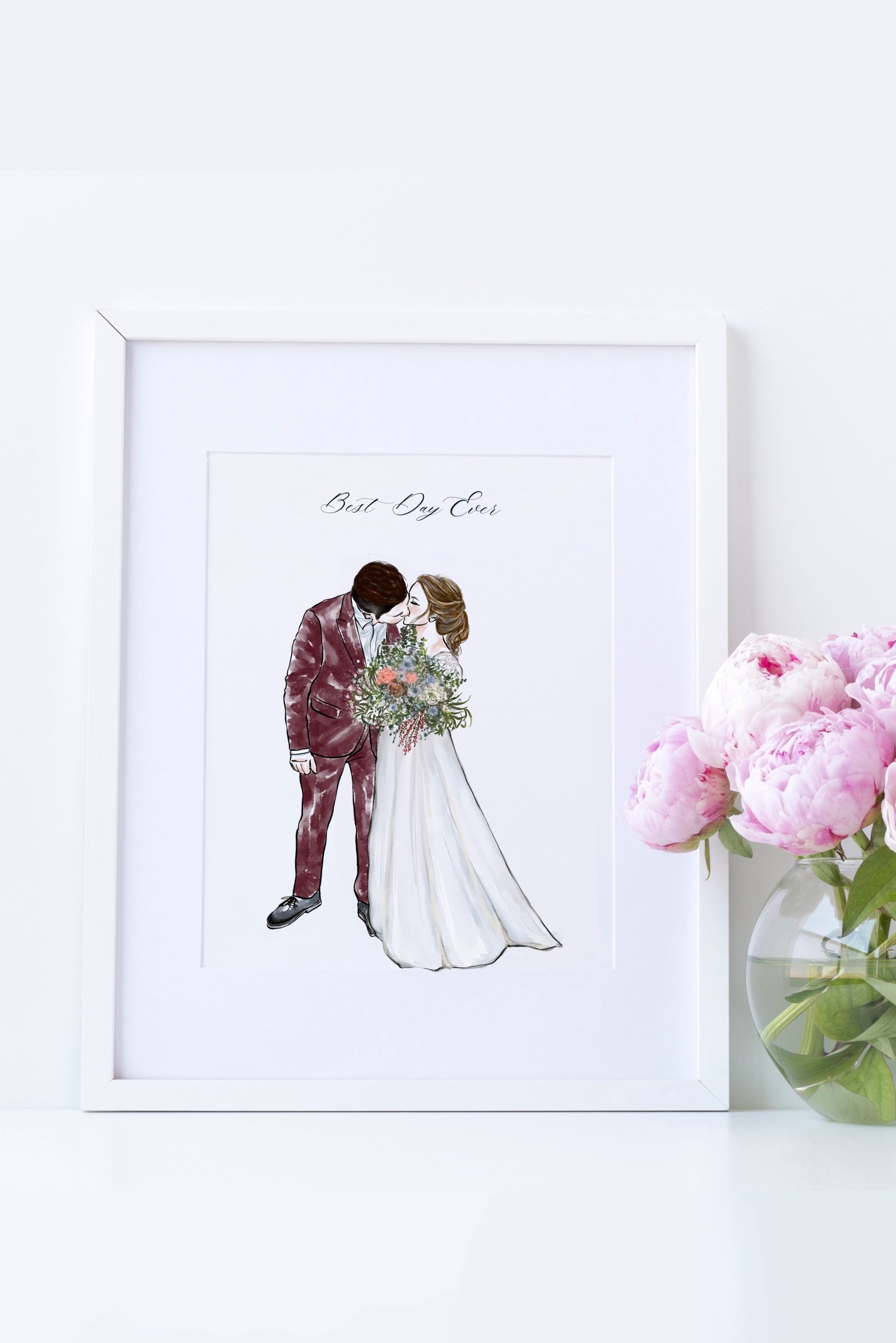 ウェルカムボード】水彩画風似顔絵イラスト | 贈り物用イラスト | 結婚
