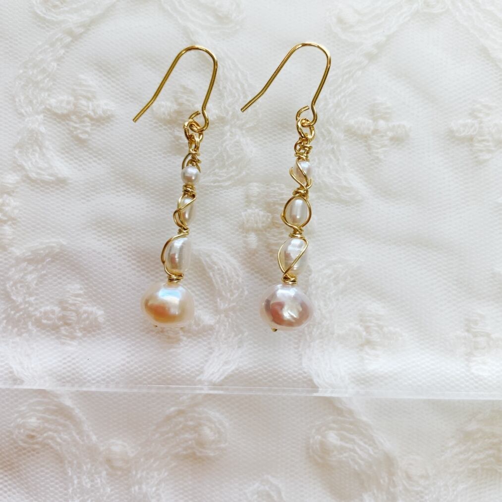 淡水パールワイヤーピアス | カナウ・ジュエリー