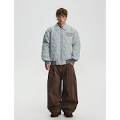 【暖かさUP】ストリート ダイヤ柄中綿ジャケット T2010