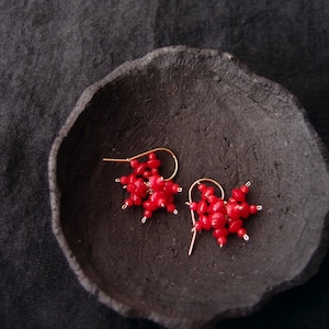 【K14gf・受注制作】Redcoral Earrings／赤珊瑚のプチピアス（Mini）