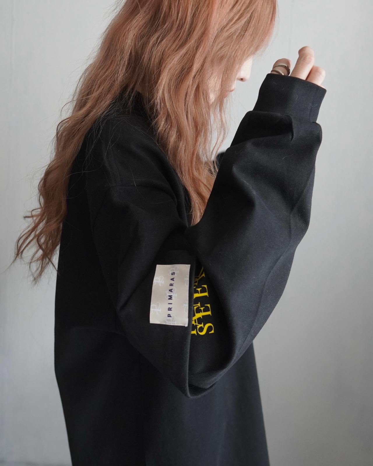 【HIDE AND SEEK 24-25NEW/REVAIVAL】Patch layered designロンTスウェット／ブラック