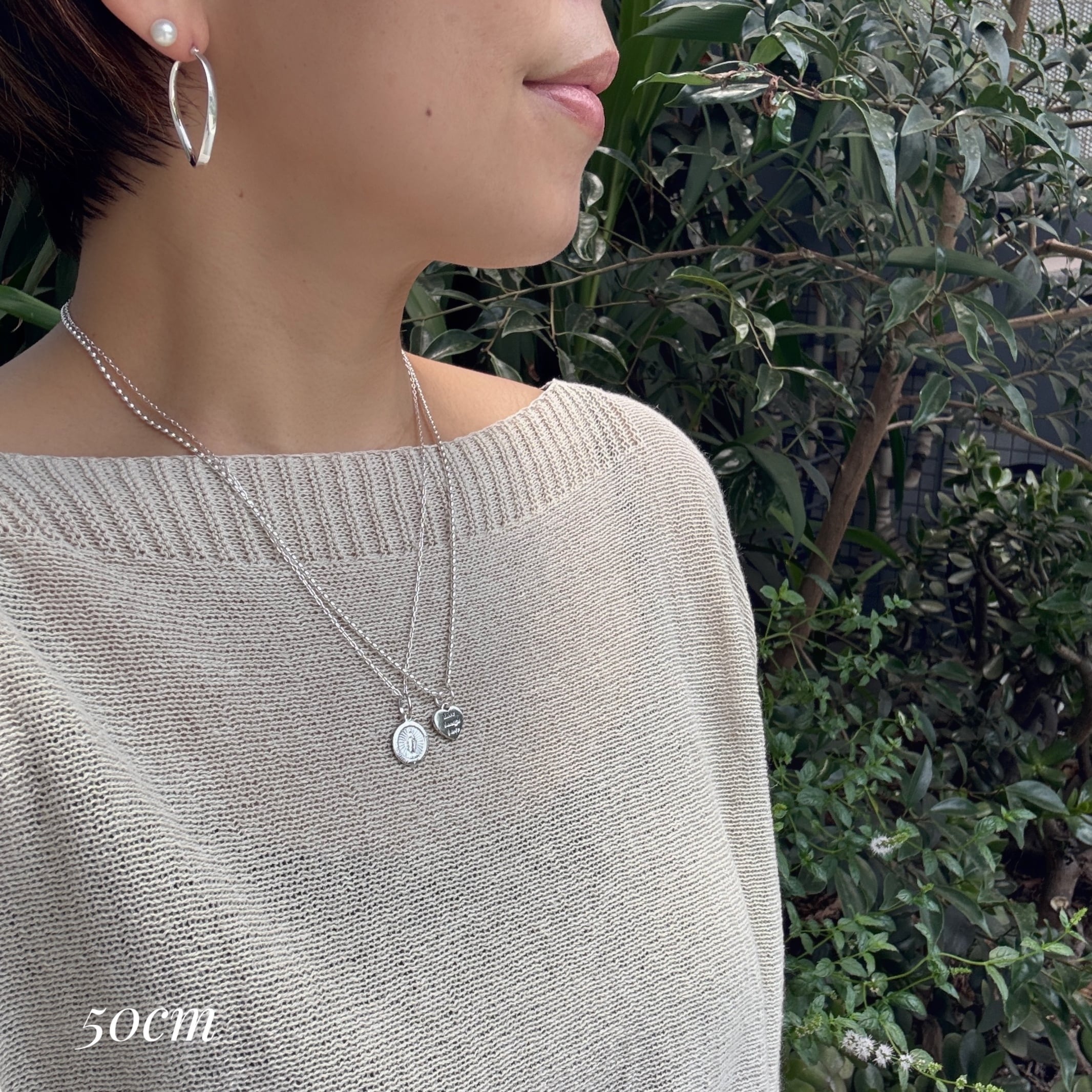 オメダイ×ハートのネックレス重ね付け2本セット【50cm】【リトル