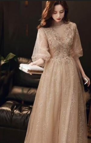 ★送料無料★11号(L)☆胸元ビジュ－飾りミディアムドレス(OPN2921)