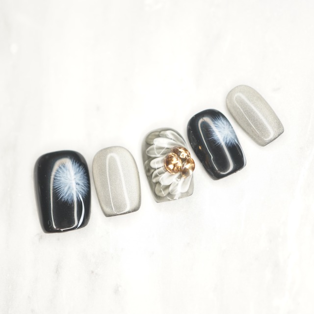 #167 繰り返し使えるネイルチップ／ショート スクエア／JXY009 TKショップ