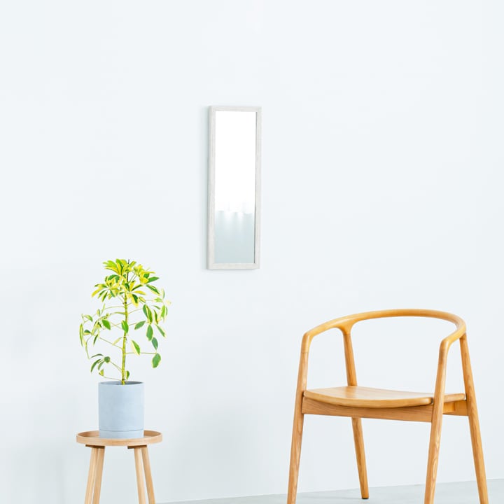 ウォールミラー deco60 木目調 北欧風 壁掛けミラー スリム 幅20cm