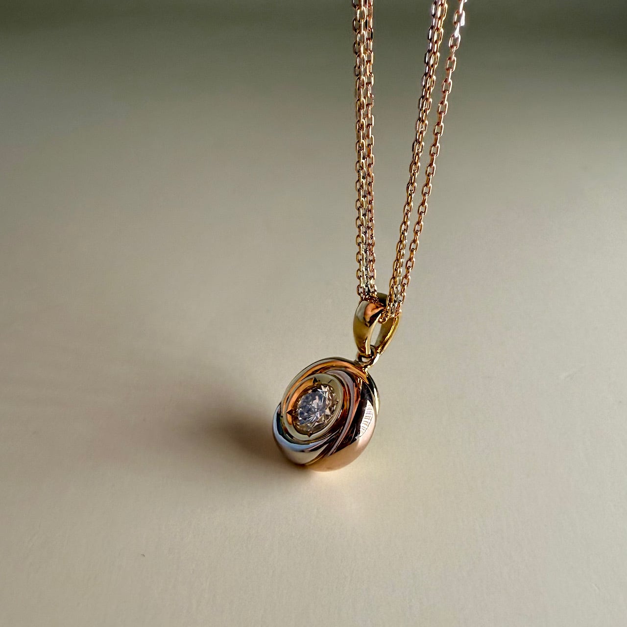 ダイヤモンド 3カラー ペンダント 0.527ct K18YG/PG/PT チェカ 鑑別