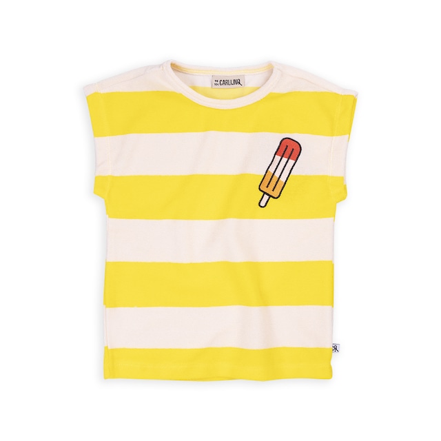 CarlijnQ(カーラインク) ／Stripes yellow - boxy shirt with embroidery 24ss