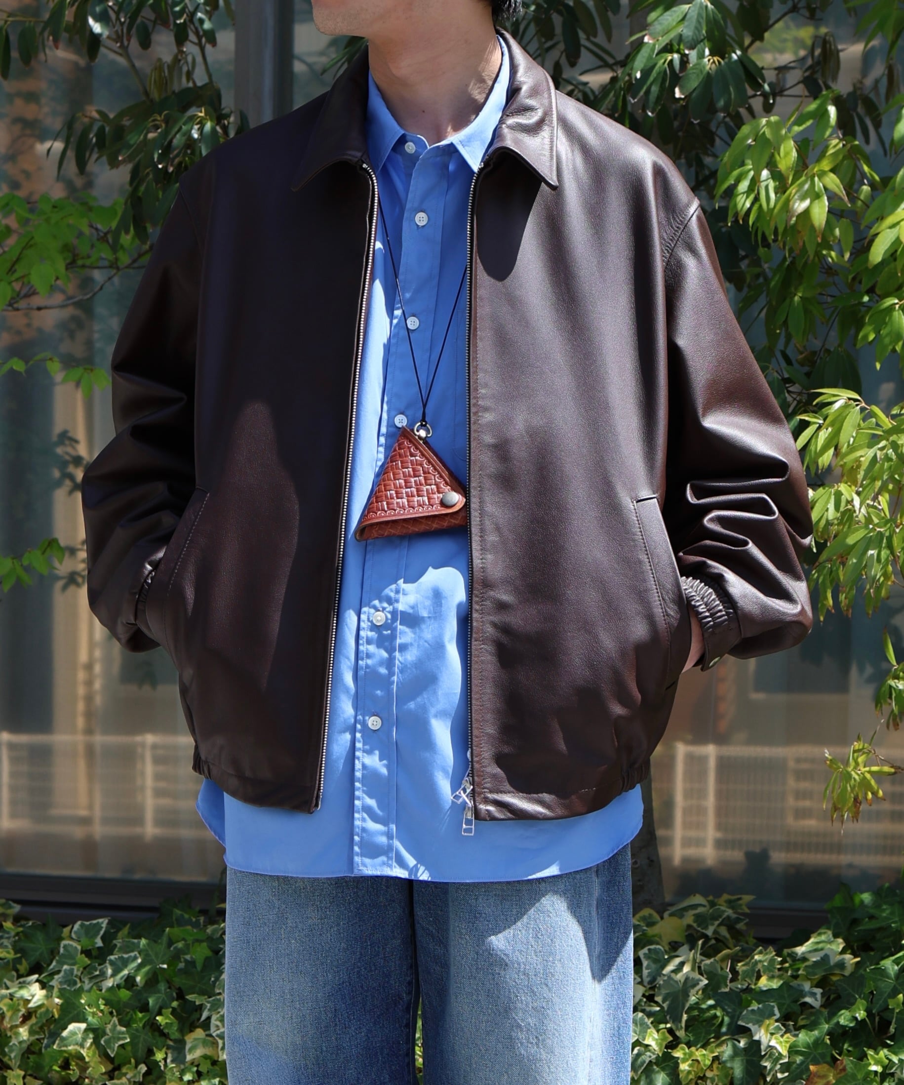 UNIVERSAL PRODUCTS. / 261-60405 LEATHER BLOUSON (BROWN